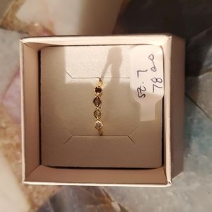 “I Like it Here Club" earth fire water wind gold plated stacking ring